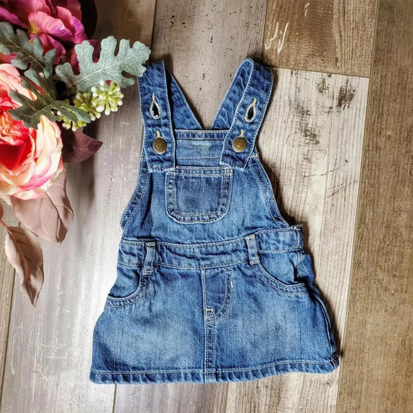 Old Navy Baby Girl Size 3-6M Denim Overall Jumper Dress NWOT - Picture 1 of 11
